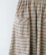 コットンマドラスチェック　ポケットギャザースカート