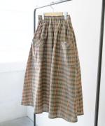 コットンマドラスチェック　ポケットギャザースカート