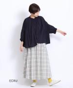 コットンマドラスチェック　ポケットギャザースカート