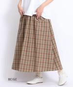 コットンマドラスチェック　ポケットギャザースカート
