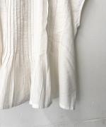 コットンシャンブレー&マドラスチェック　ランダムタックブラウス