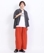 カラーボトム　ランタンワイドパンツ