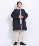 シルケットツイル中綿アウター　クルーワイドコート