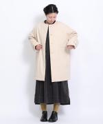 シルケットツイル中綿アウター　クルーワイドコート