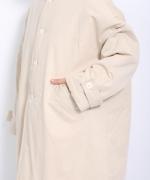 シルケットツイル中綿アウター　クルーワイドコート