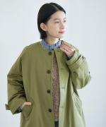 シルケットツイル中綿アウター　クルーワイドコート