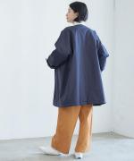 シルケットツイル中綿アウター　クルーワイドコート