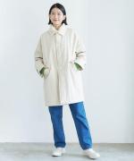 シルケットツイル中綿アウター　クルーワイドコート