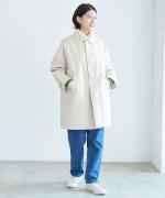 シルケットツイル中綿アウター　クルーワイドコート