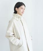 シルケットツイル中綿アウター　クルーワイドコート