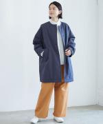 シルケットツイル中綿アウター　クルーワイドコート