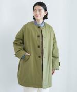 シルケットツイル中綿アウター　クルーワイドコート