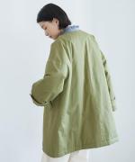 シルケットツイル中綿アウター　クルーワイドコート