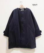 シルケットツイル中綿アウター　クルーワイドコート