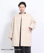 シルケットツイル中綿アウター　クルーワイドコート