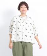 カットジャガード(パンジー)　6分袖ブラウス
