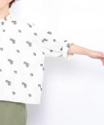 カットジャガード(パンジー)　6分袖ブラウス