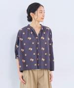 カットジャガード(パンジー)　6分袖ブラウス