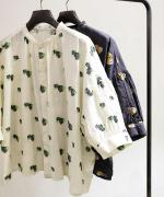 カットジャガード(パンジー)　6分袖ブラウス