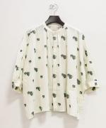 カットジャガード(パンジー)　6分袖ブラウス