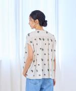 カットジャガード(パンジー)　フレンチブラウス