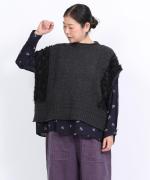 カットジャガード　スタンドカラーブラウス