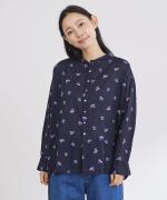 カットジャガード　スタンドカラーブラウス