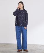 カットジャガード　スタンドカラーブラウス