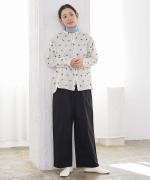 カットジャガード　スタンドカラーブラウス