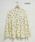 カットジャガード　スタンドカラーブラウス