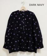 カットジャガード　スタンドカラーブラウス