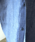 よこ糸グレーデニム&高密度ピケ　フリル衿ワンピース