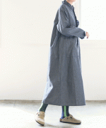 よこ糸グレーデニム&高密度ピケ　フリル衿ワンピース