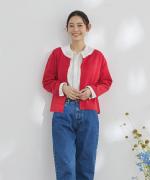 シャンブレー×レース ブラウス