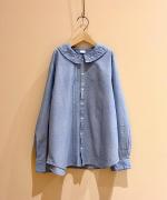 シャンブレー×レース ブラウス