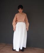 シャンブレー×レース ブラウス