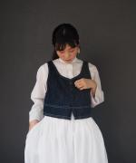 コットンリネンデニム 2wayベスト