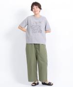 ドライコットン天竺　ボタニカル刺繍T