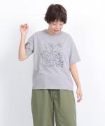 ドライコットン天竺　ボタニカル刺繍T