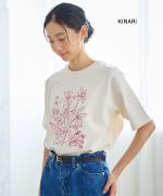 ドライコットン天竺　ボタニカル刺繍T