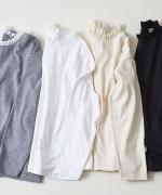 ドライコットン天竺　衿フリル長袖