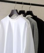 ドライコットン天竺　衿フリル長袖