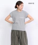 ふわふわ天竺プリント　フレンチスリーブ