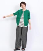 ハイツイストコットン　5分袖カーディガン