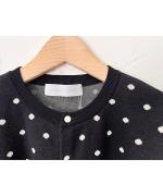 ドットジャガード　6分袖カーディガン