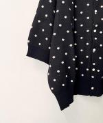 ドットジャガード　6分袖カーディガン