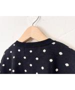 ドットジャガード　6分袖カーディガン