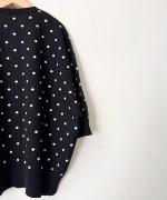 ドットジャガード　6分袖カーディガン