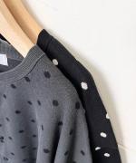 ドットジャガード　6分袖カーディガン