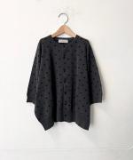 ドットジャガード　6分袖カーディガン